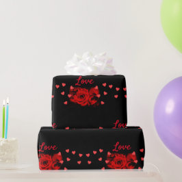Liefdeshartjes Rode Rozen Valentijnsdag Ambacht of Cadeaupapier