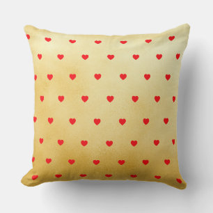 Liefdeshartjes Rood en Goud Kussen