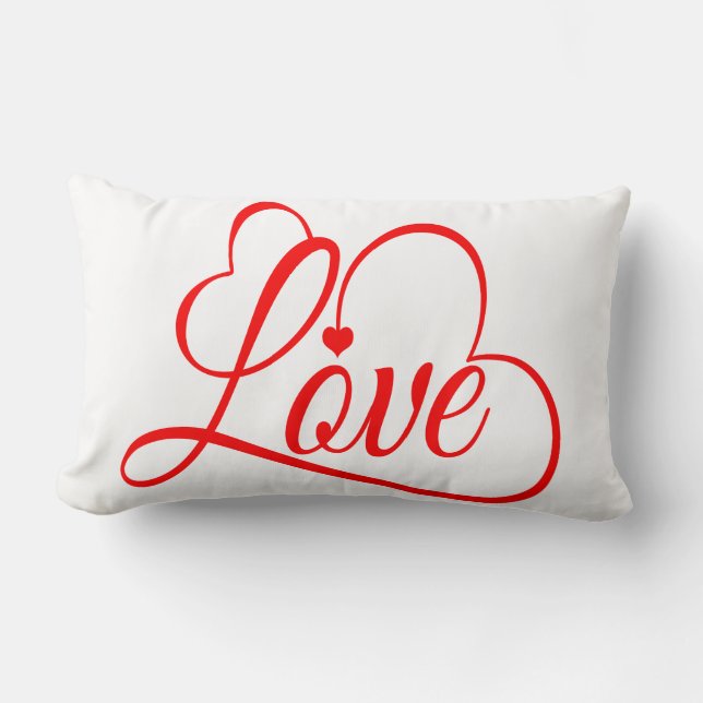 Liefdeshartjes Rood En Wit Kussen (Voorkant)