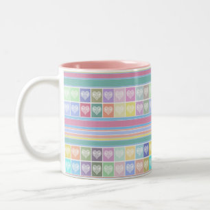 Liefdeshartjes Valentijnsdag ontwerp pastelkleuren Tweekleurige Koffiemok