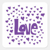 Liefdeshartjes Vierkante Sticker (Voorkant)