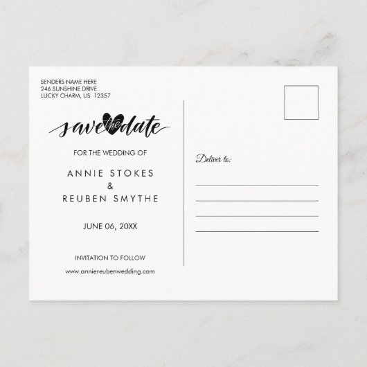 Liefdeshartkalender Bewaar de datum Foto Briefkaart (Achterkant)