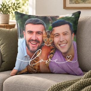 Liefdeshartscript Foto Koppel Wit Kussen