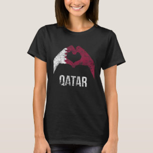 Liefdeshartteken Vintage Qatar-vlag T-shirt