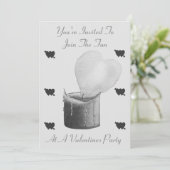 liefdeshartvlam en kaarszwart en grijs feest kaart (Staand voorkant)