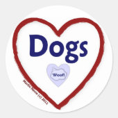 Liefdeshonden (Woof) Ronde Sticker (Voorkant)