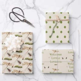 Liefdesinsect Baby shower Inpakpapier Vel