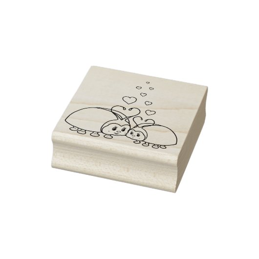 Liefdesinsecten met harten rubberstempel (Stempel)