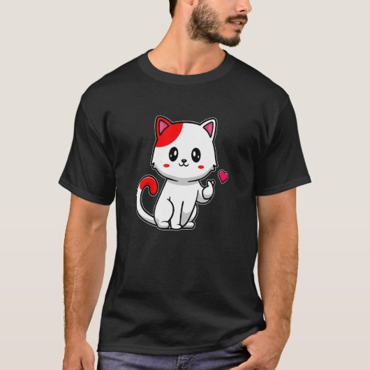 liefdeskat met rood hart t-shirt (Voorkant)