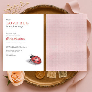 Liefdeskever Lieveheersbeestje Gingham Baby Shower Kaart