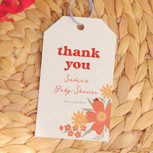 Liefdeskever Meisje Retro Baby Shower Bedankt Cadeaulabel