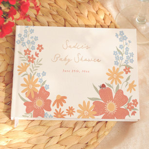 Liefdeskever Retro Bloemengestalte Meisje Babyfees Gastenboek