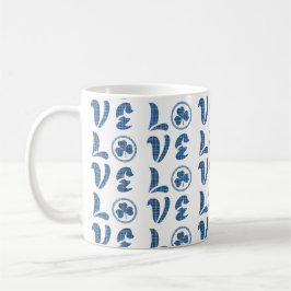Liefdesklaver Plaid Blauw Zwart Klassiek Patroon Koffiemok
