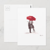 Liefdeskoppel met een roodparaplu romantisch stel  briefkaart (Voorkant / Achterkant)