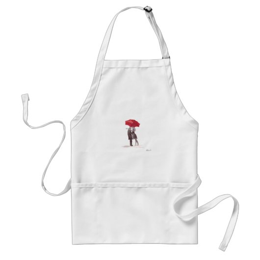 Liefdeskoppel met een roodparaplu romantisch stel  standaard schort (Voorkant)