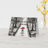 Liefdeskoppel rode paraplu Bruiloft Bridal Shower Kaart (Gele Bloem)