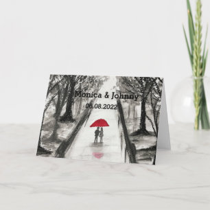 Liefdeskoppel rode paraplu Bruiloft Bridal Shower Kaart