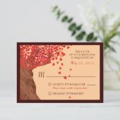 Liefdeskoppel vallende harten eik RSVP (Staand voorkant)