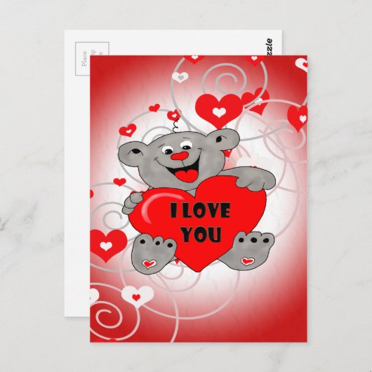 Liefdeskoppels Teddybeer met een hart Briefkaart (Voorkant / Achterkant)