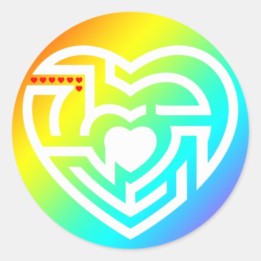 liefdeslabyrint ronde sticker (Voorkant)