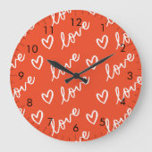 Liefdeslettering & Hart Doodles - Rood Grote Klok (Voorkant)