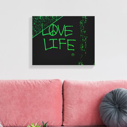 Liefdesleven Grafitti verpakt Canvas Neon Green (Insitu (Woonkamer))