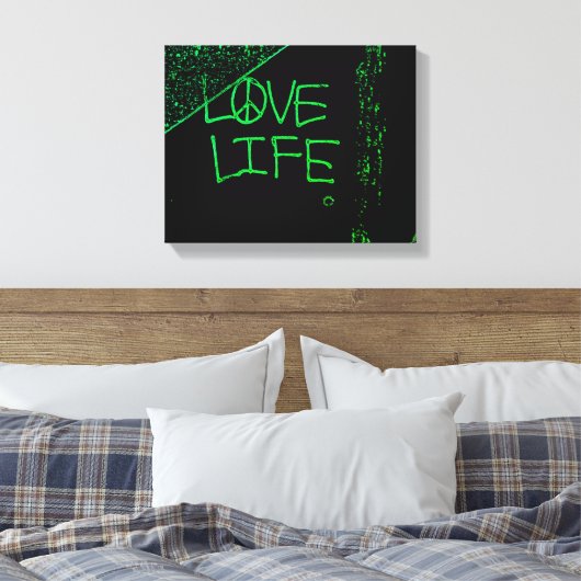 Liefdesleven Grafitti verpakt Canvas Neon Green (Insitu (Slaapkamer))