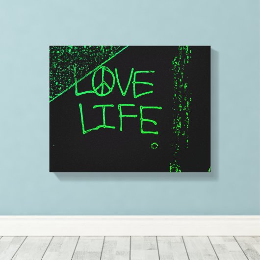 Liefdesleven Grafitti verpakt Canvas Neon Green (Insitu (Houten vloer))