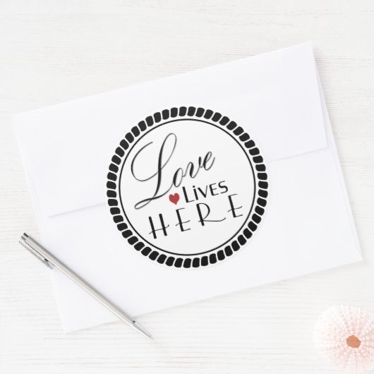 Liefdeslevens hier ronde sticker (Envelop)