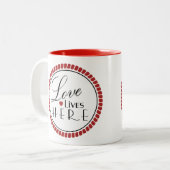 Liefdeslevens hier tweekleurige koffiemok (Voorkant links)