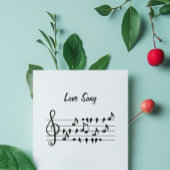 Liefdesliedje, vogels tussen aantekeningen, aanpas bedankkaart