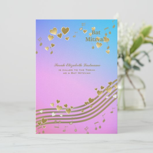 Liefdesliedjes Bat Mitzvah Kaart (Staand voorkant)