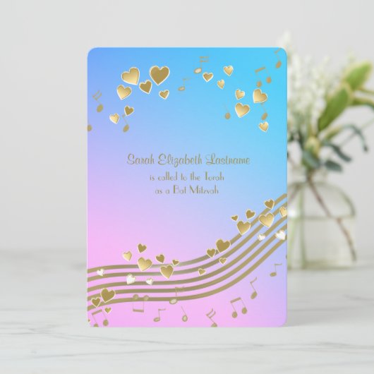 Liefdesliedjes Bat Mitzvah Kaart (Staand voorkant)