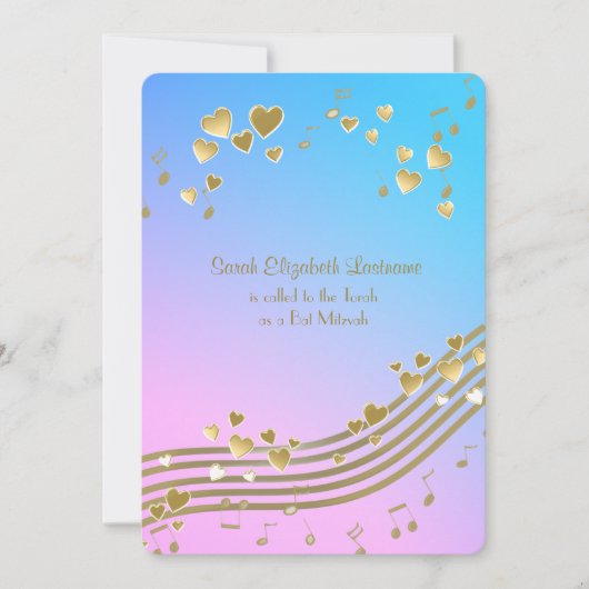 Liefdesliedjes Bat Mitzvah Kaart (Voorkant)