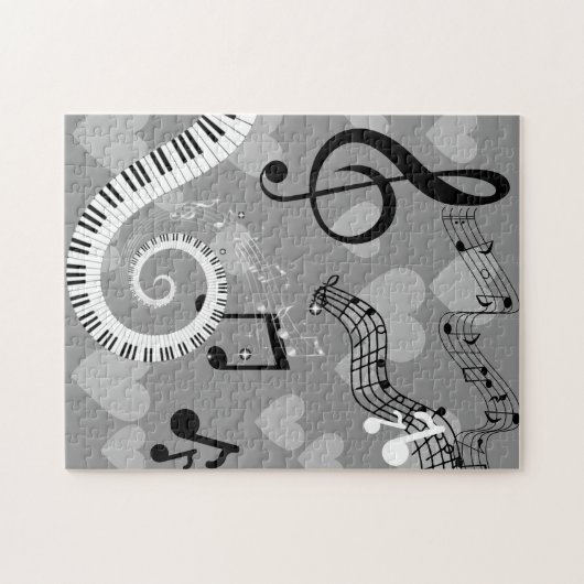 Liefdesliedjes in zwart en wit. legpuzzel (Horizontaal)