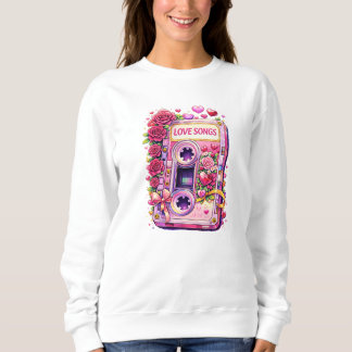 Liefdesliedjes Retro Cassette – Romantische Bloem  Trui