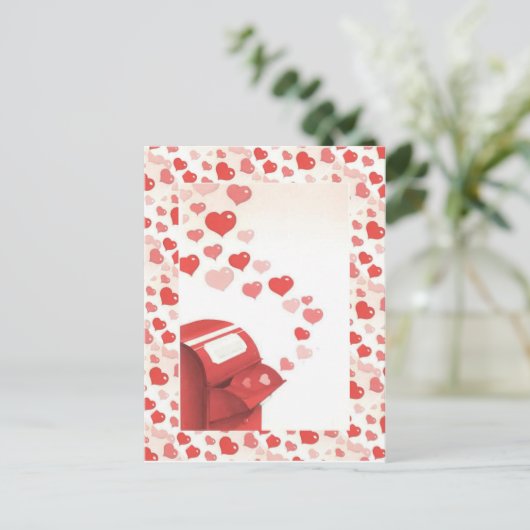  Liefdesmachine, rode harten Briefkaart (Staand voorkant)
