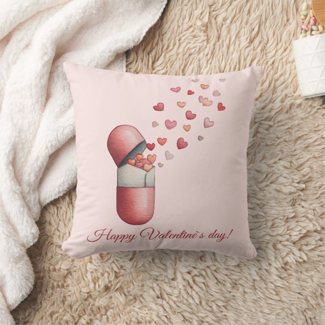 Liefdesmedicijn Valentijnsdag ontwerp Kussen (Deken)