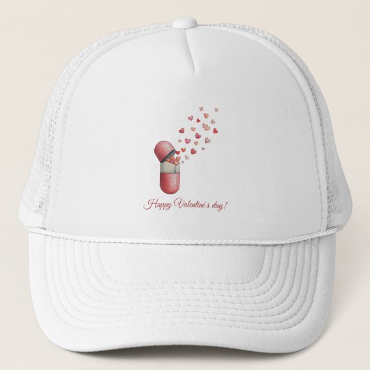Liefdesmedicijn Valentijnsdag ontwerp Trucker Pet (Voorkant)