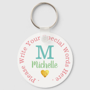 liefdesmonogram voor haar met aangepaste tekst wit sleutelhanger