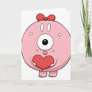 Liefdesmonster Roze Hart Kaart