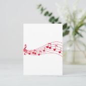 liefdesmuziek, muzikale noten met harten briefkaart (Staand voorkant)