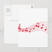 liefdesmuziek, muzikale noten met harten briefkaart (Voorkant / Achterkant)