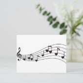 liefdesmuziek, rode muzikale noten met hartendesig briefkaart (Staand voorkant)