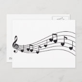 liefdesmuziek, rode muzikale noten met hartendesig briefkaart (Voorkant / Achterkant)