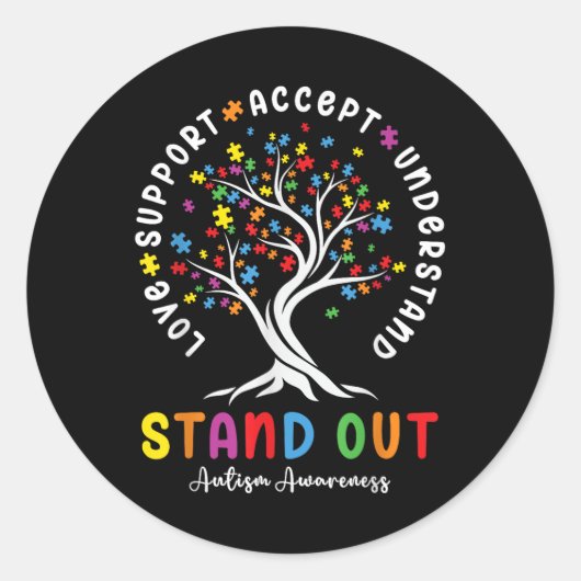 Liefdesondersteuning Accepteer Autisme Au Ronde Sticker (Voorkant)