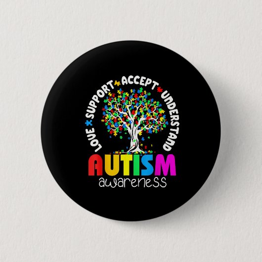 Liefdesondersteuning Accepteer Begrijp Autisme Bew Ronde Button 5,7 Cm (Voorkant)
