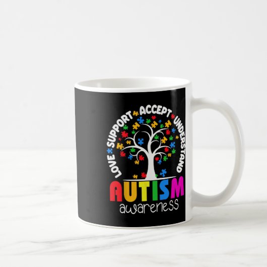 Liefdesondersteuning Accepteer Puzzle Tree Autisme Koffiemok (Rechts)