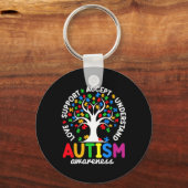 Liefdesondersteuning Accepteer Puzzle Tree Autisme Sleutelhanger (Voorkant)