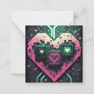 Liefdesontwerp met Pixelated Heart Notitiekaartje